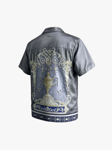 Baroque Sea Satin Camp Collar Boxy Shirt 