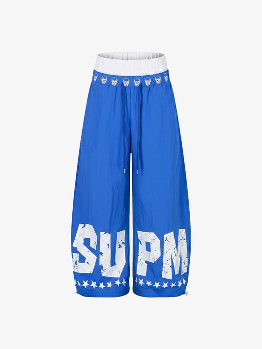 Layered Skull-Graphic Track Pants