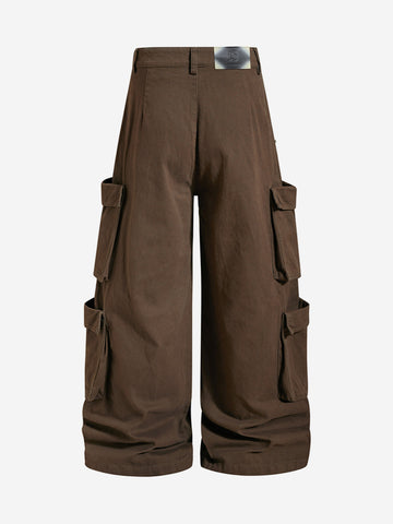 Embroidered Studded Multi-Pocket Paratrooper Cargo Jeans