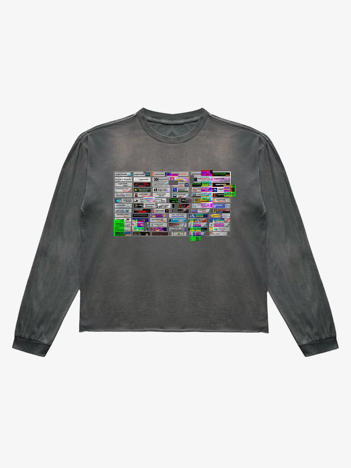 Playful Web-Ad Graphic Distressed Boxy Long Sleeve Tee