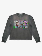 Playful Web-Ad Graphic Distressed Boxy Long Sleeve Tee