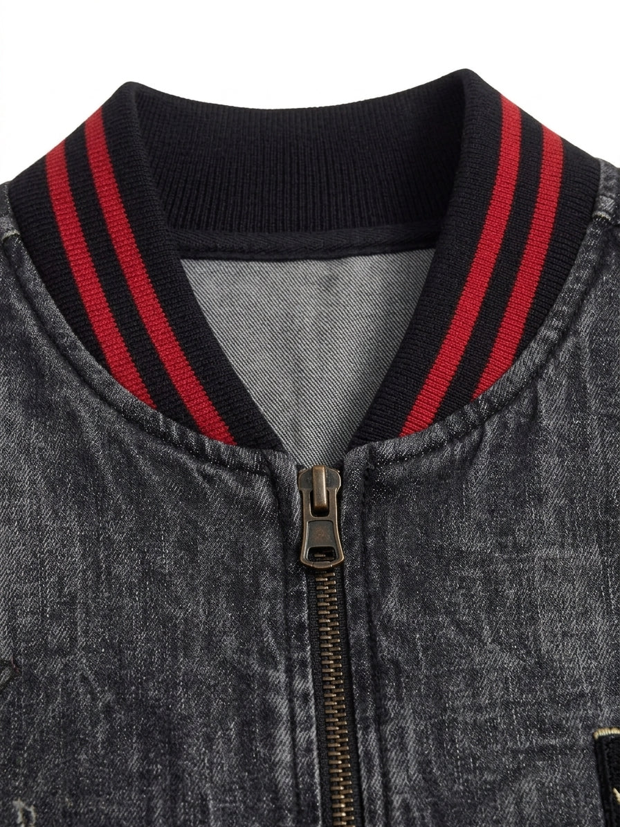 Salt Bones Graphic Washed Denim Jacket