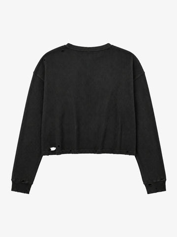 Tongue Graphic Distressed Waffle Long Sleeve Tee