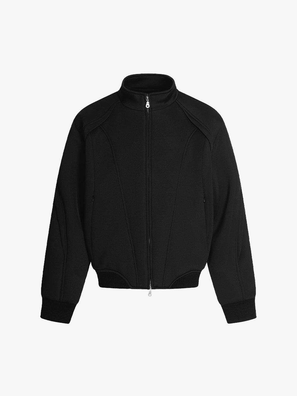 Panel Cut Stand Collar Zip Up Jacket 