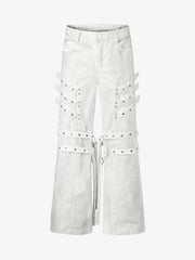 Inkjet Graphic Cutout Ring-Strap Jeans