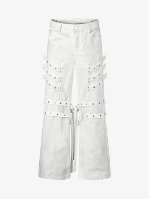 Inkjet Graphic Cutout Ring-Strap Jeans