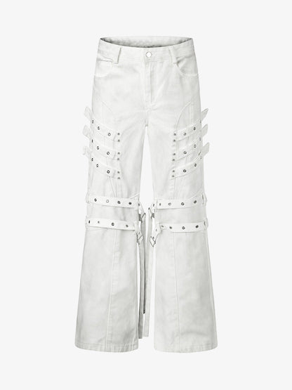 Inkjet Graphic Cutout Ring-Strap Jeans