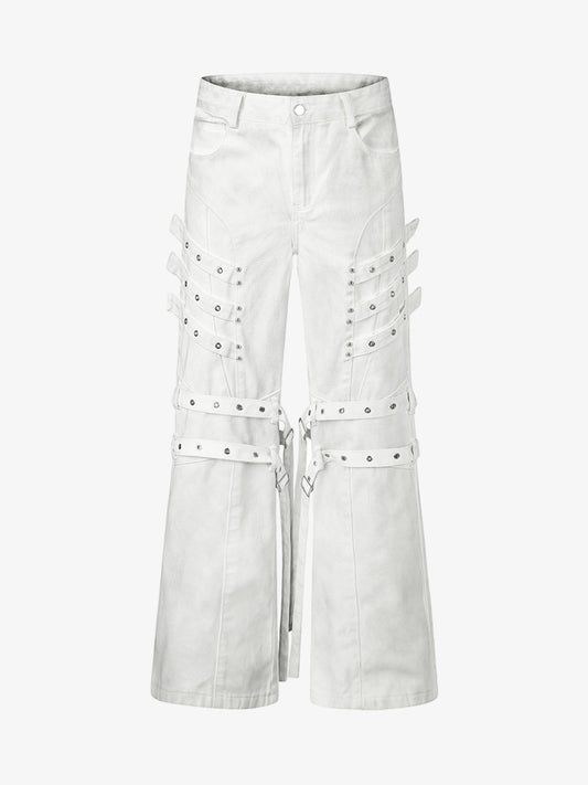 Inkjet Graphic Cutout Ring-Strap Jeans