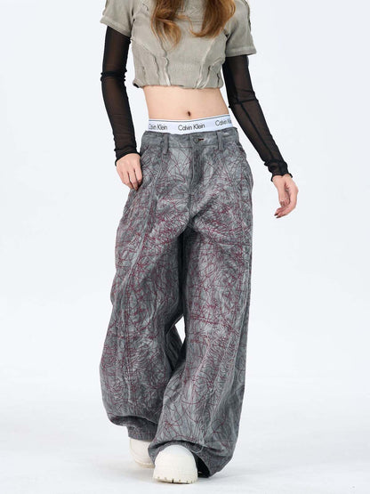 Allover Stitch Baggy Jeans 