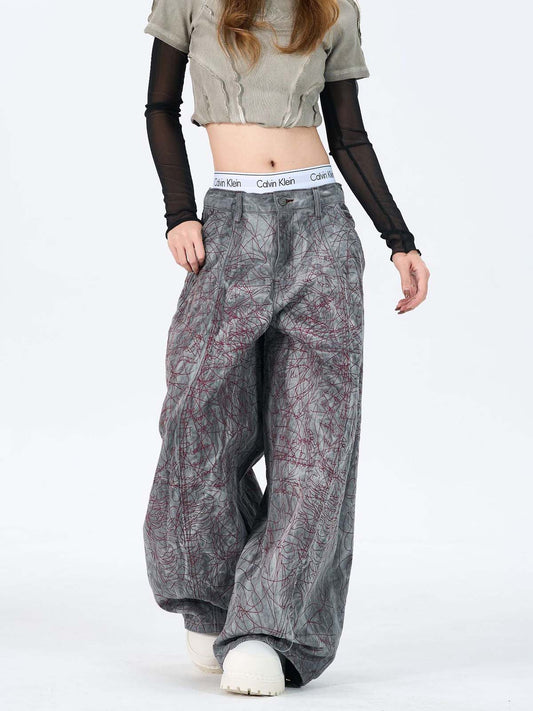 Allover Stitch Baggy Jeans 