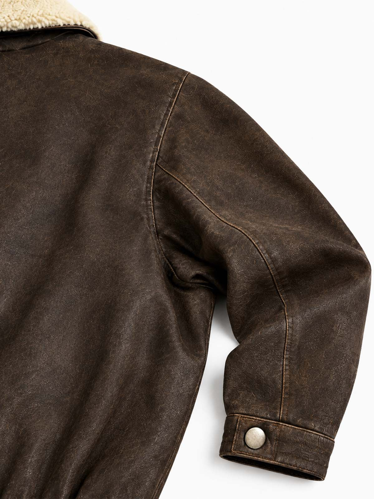 Faux-Shearling Collar Buckle Aviator Jacket
