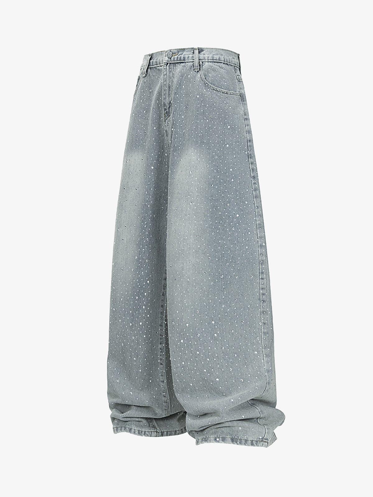 Sparkling Wide-Leg Denim Trousers for Stylish Comfort 