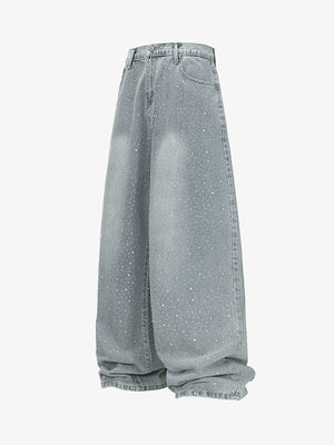 Sparkling Wide-Leg Denim Trousers for Stylish Comfort 