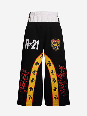 Striped Badge Graphic Double-Waist Track Pants