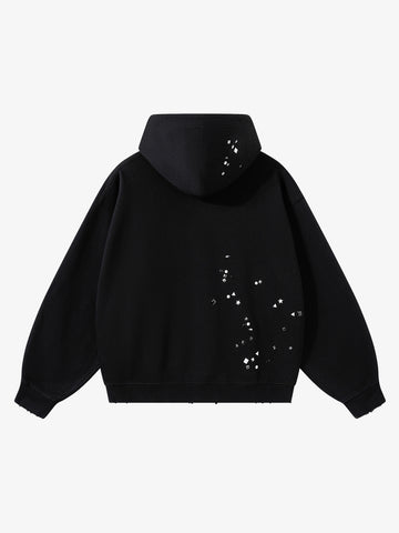 Metal Stud Detail Boxy Fit Hoodie