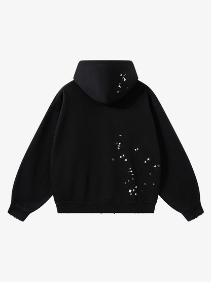 Metal Stud Detail Boxy Fit Hoodie
