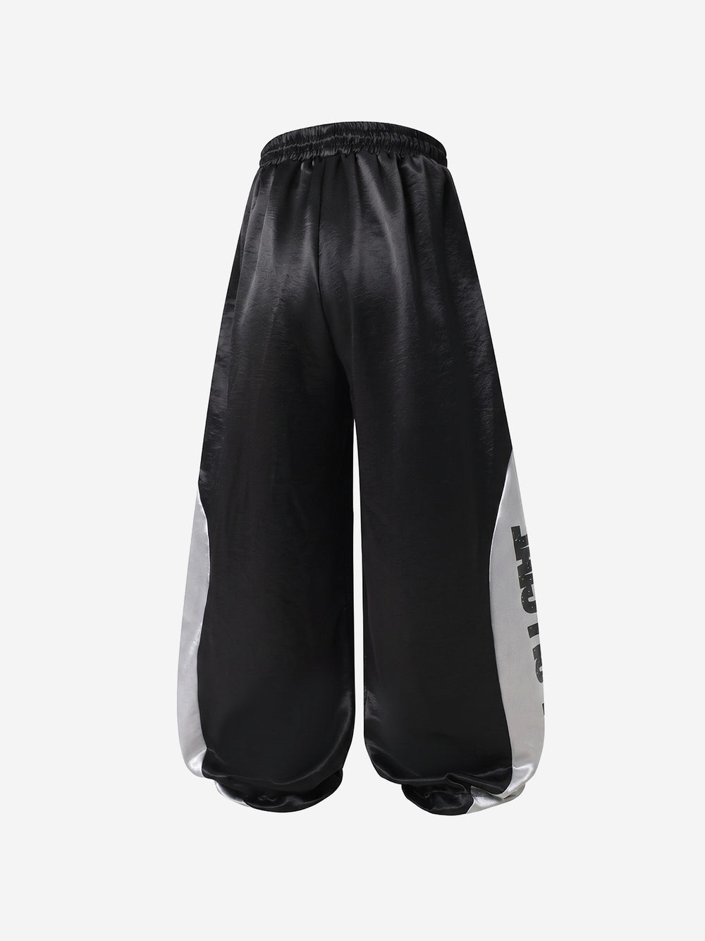 Glossy Color Block Logo Graphic Wide-Leg Sweatpants