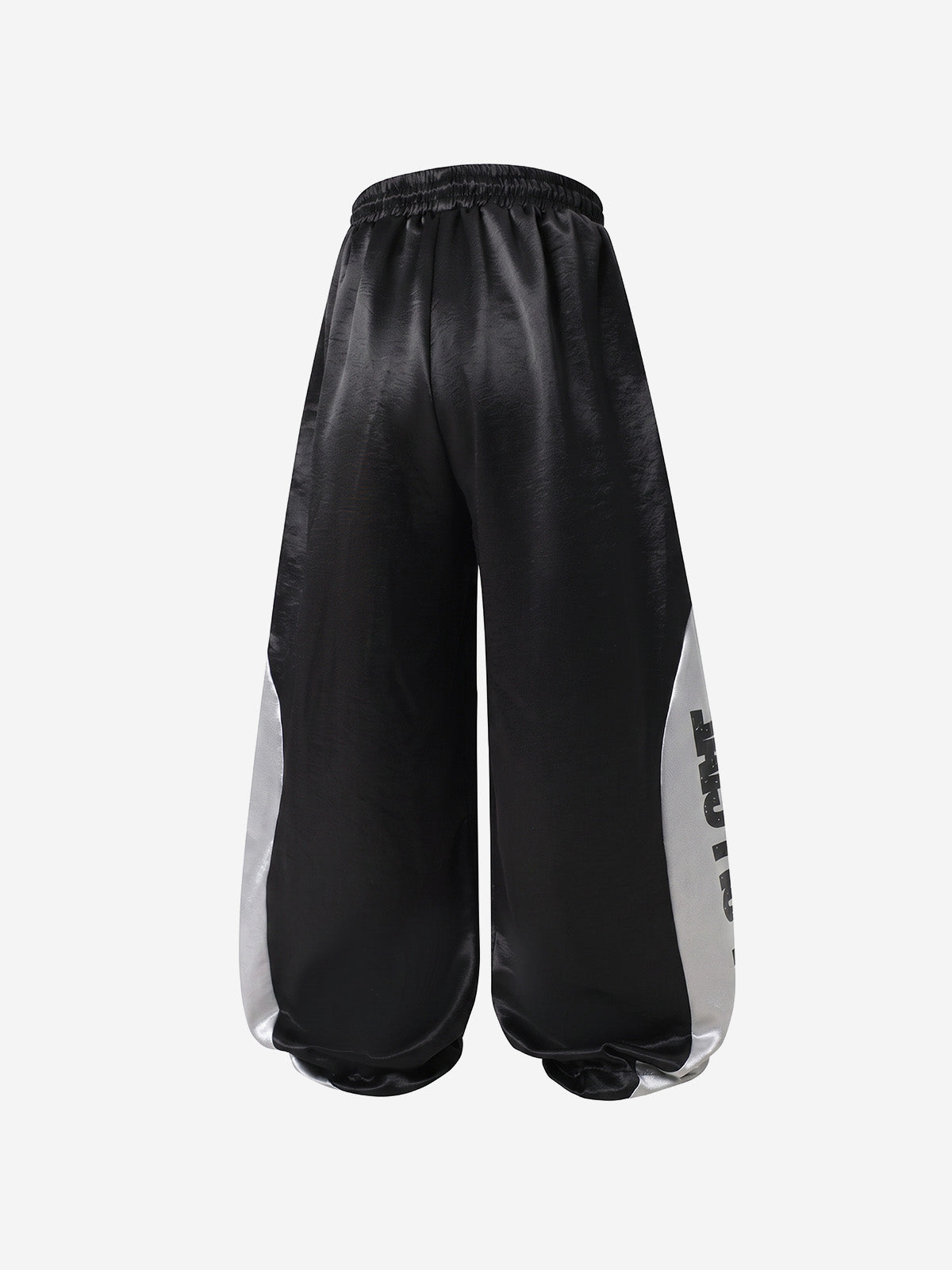 Glossy Color Block Logo Graphic Wide-Leg Sweatpants