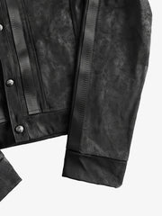 3D Scorpion Striped Faux Leather Jacket