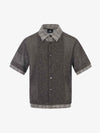Textured Knit Plaid Layered Shirt