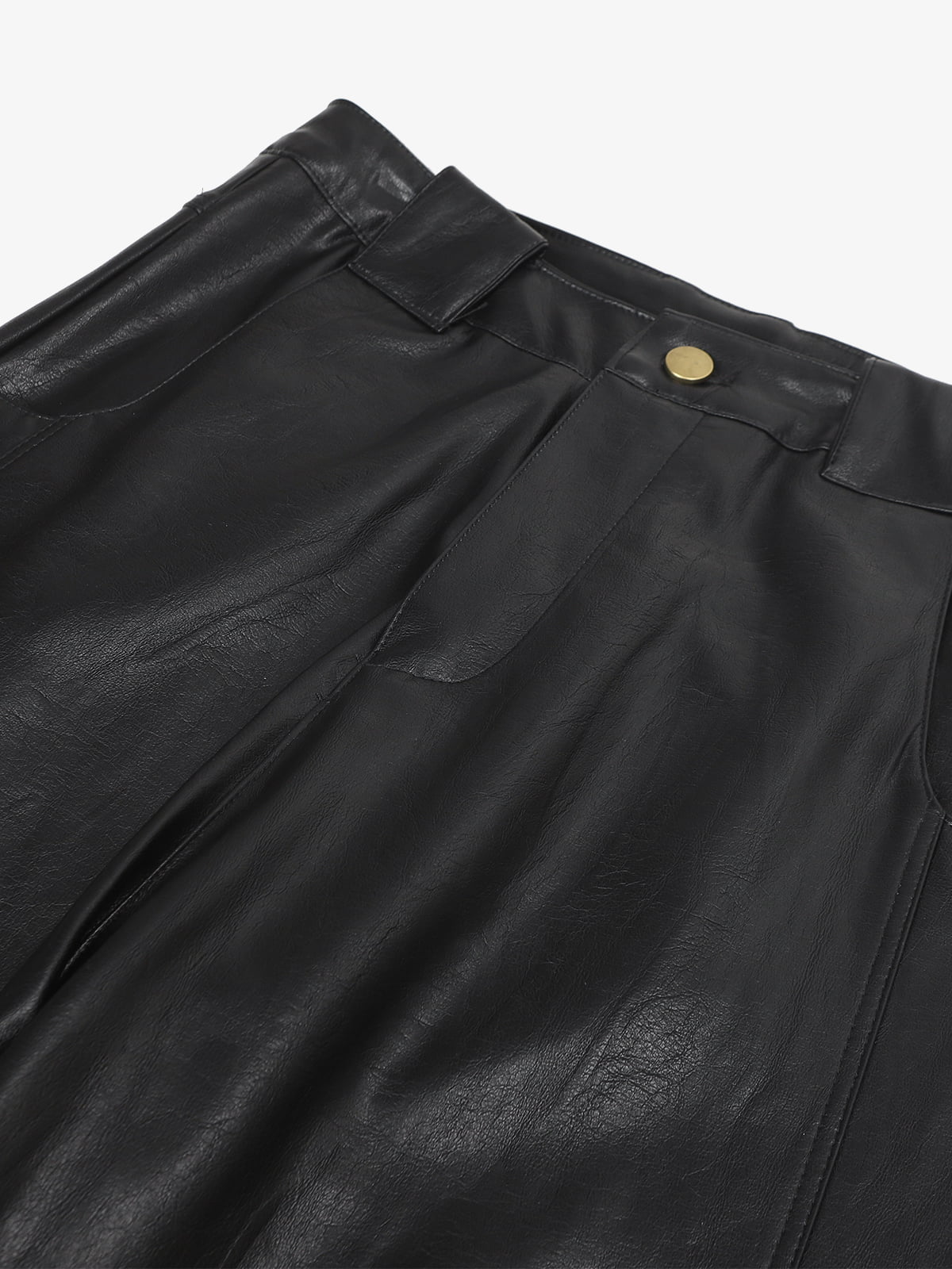 Vintage Pleated PU Leather Barrel Pants 