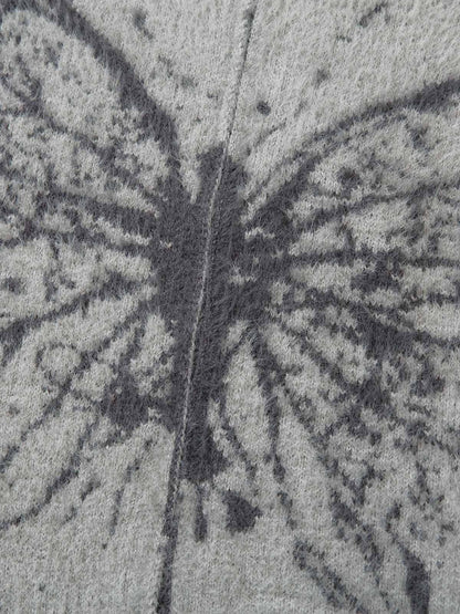 Thesupermade Butterfly Jacquard  Knit Mock Neck Sweater 