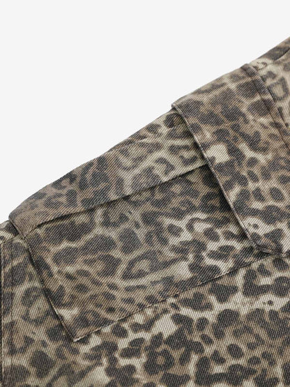 Vintage Leopard Cargo Shorts 