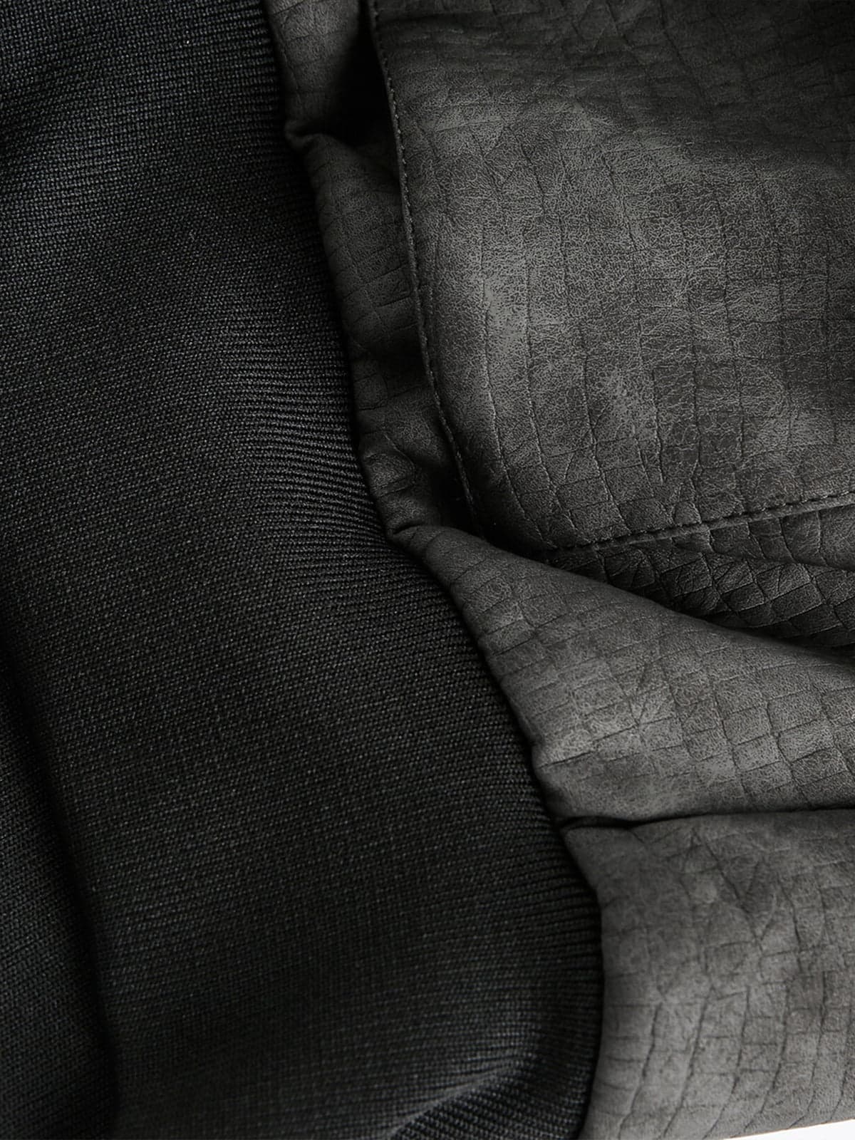 Patchwork Faux Leather Hooded Two-Piece Jacket 