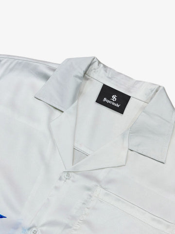 Blue Sketch Mythological Camp Collar Boxy Shirt 