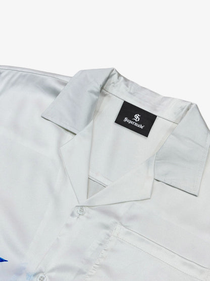 Blue Sketch Mythological Camp Collar Boxy Shirt 