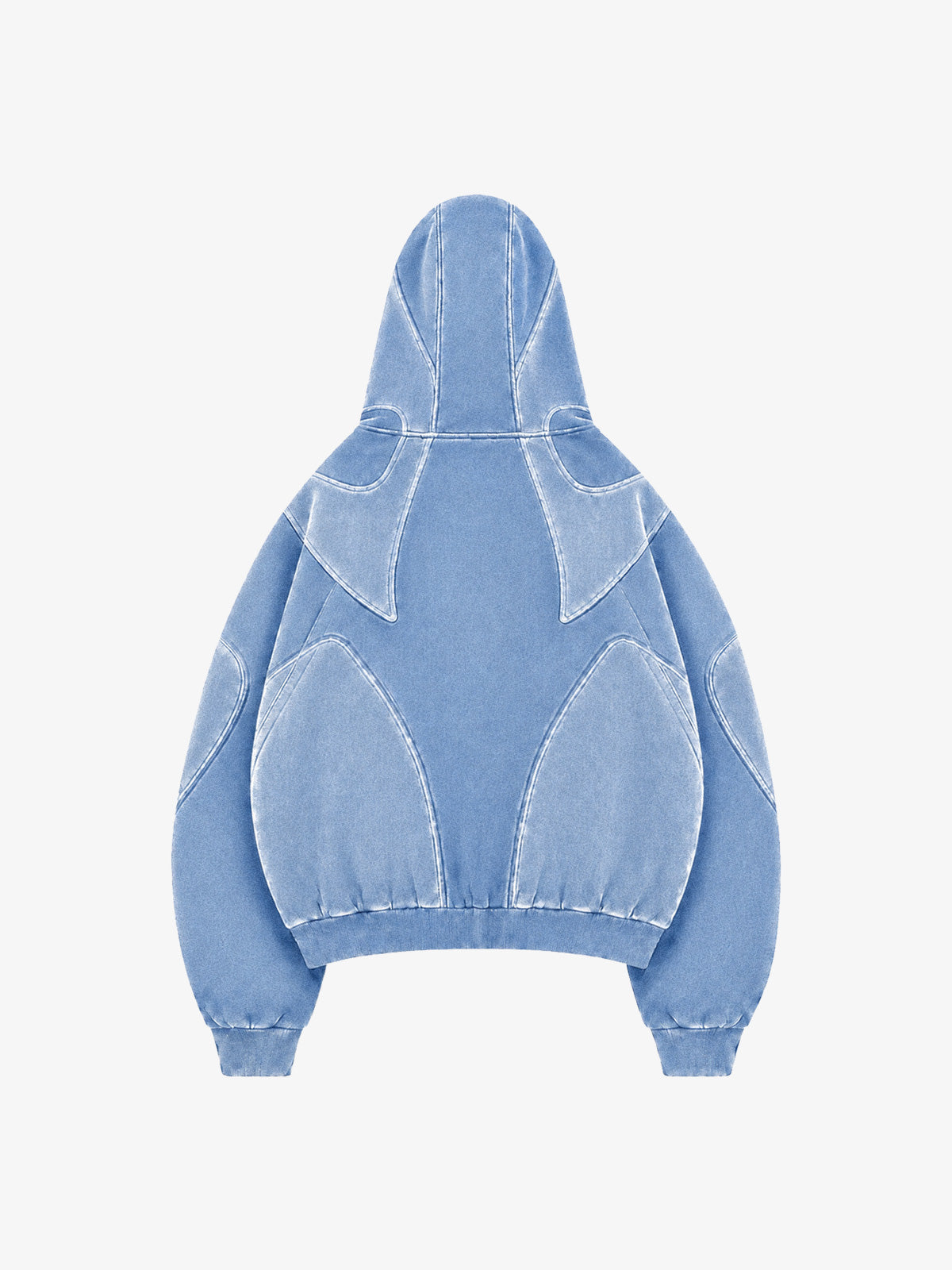 Washed Panelled High-Neck Zip Hoodie & Wide-Leg Sweatpants Set