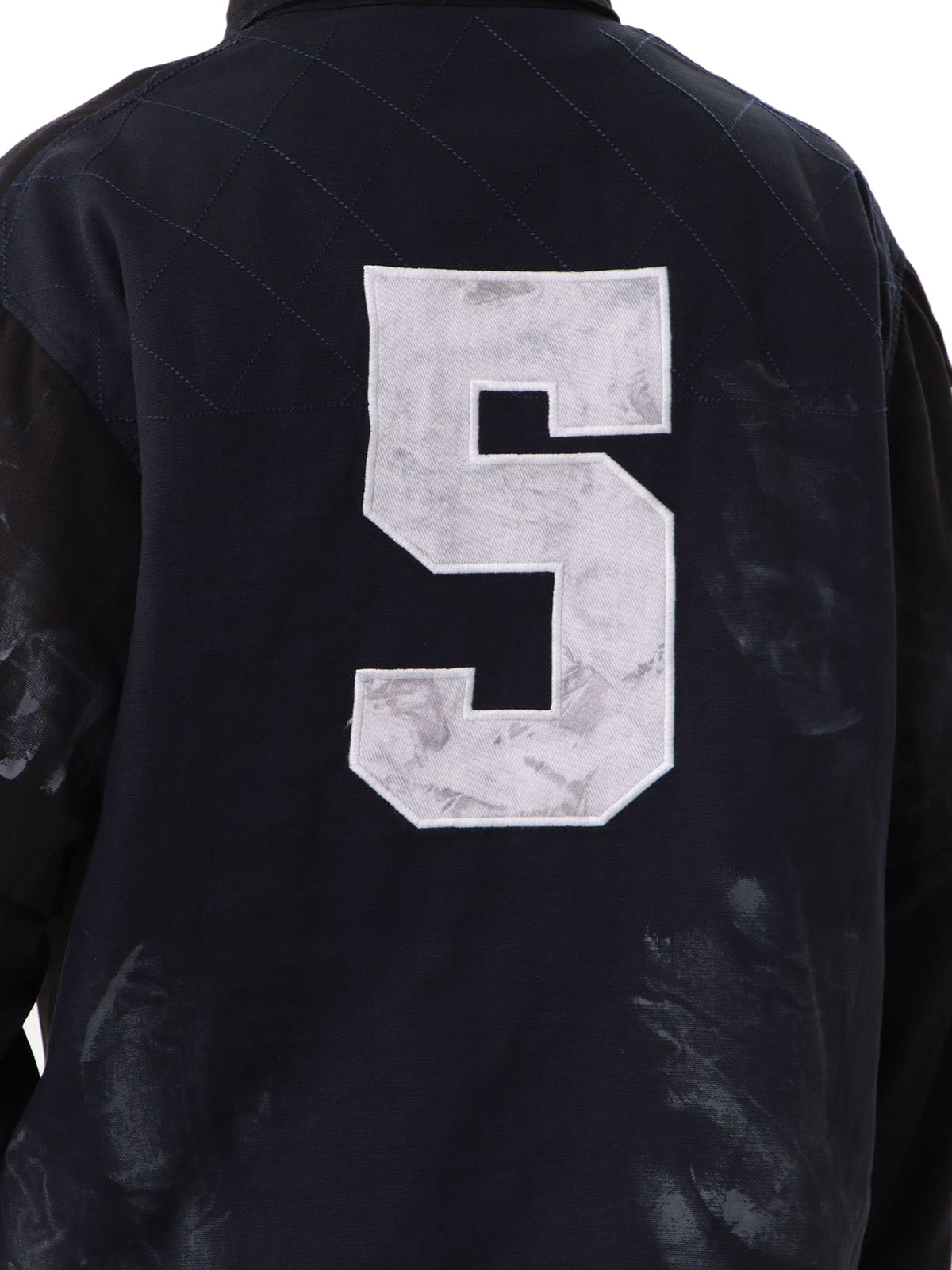 Jersey Faux Two-piece Embroidery Polo Collar Sweatshirt 