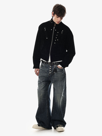 Studded Cropped Utility Jacket
