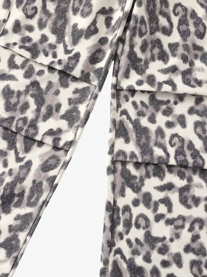 Leopard Print Pleated Drawstring Pants 