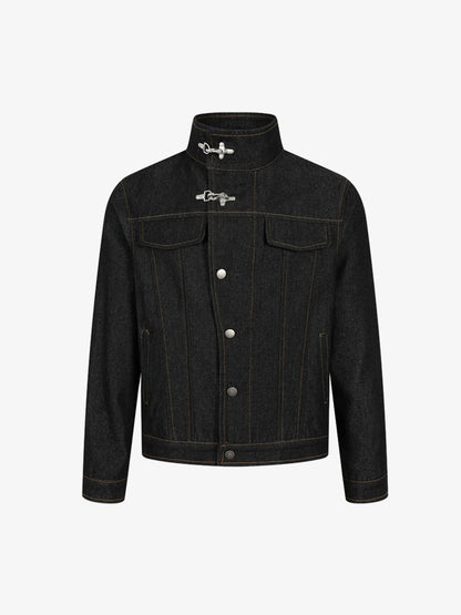 Deconstructed Exposed-Stitch Airplane-Button Jacket