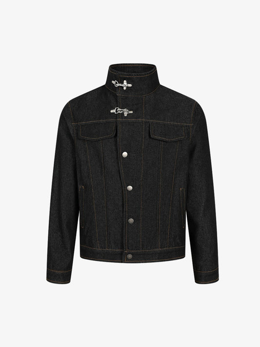 Deconstructed Exposed-Stitch Airplane-Button Jacket