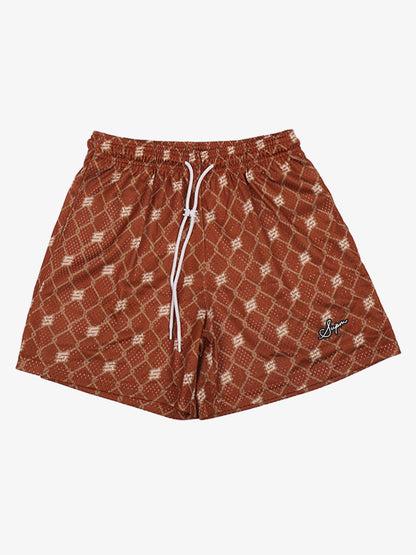 Shorts mit Vintage-Geometrie-Print und Kordelzug