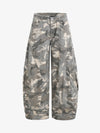 Camouflage Printed Curved Denim Jeans