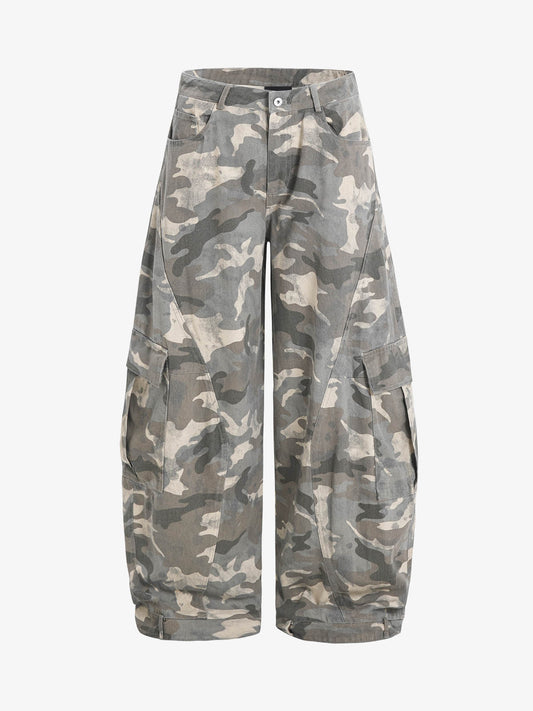Camouflage Printed Curved Denim Jeans