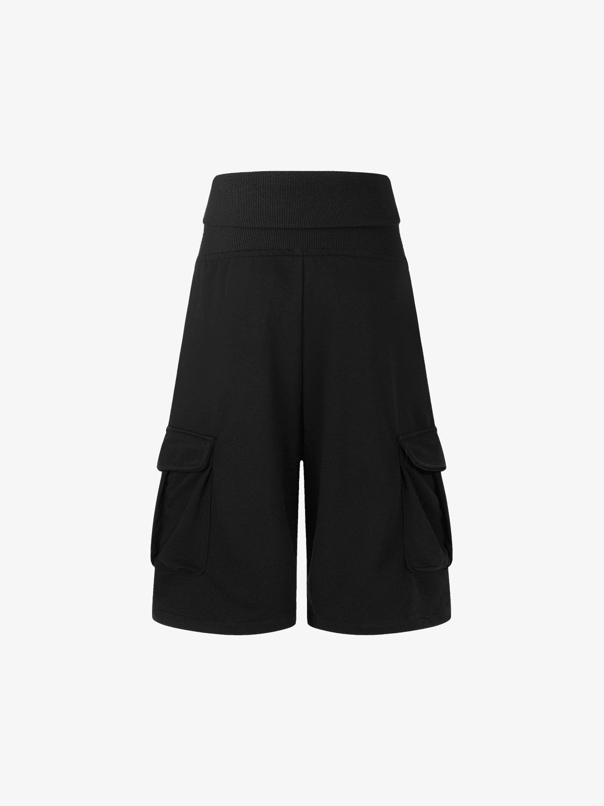 Short cargo en polaire, taille haute, jambes larges, coupe ample, style streetwear