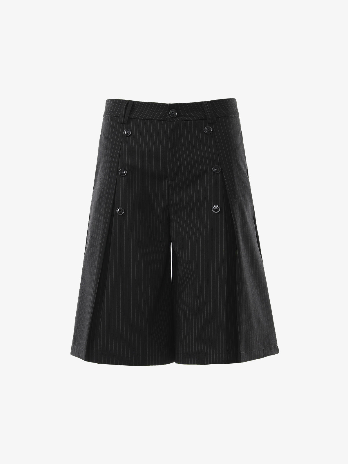 Pinstripe Double-Breasted Pleated Shorts 