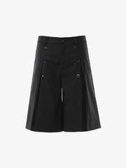 Pinstripe Double-Breasted Pleated Shorts 