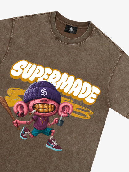 Thesupermade Cartoon Graffiti Baseball Cool Boy T-shirt 