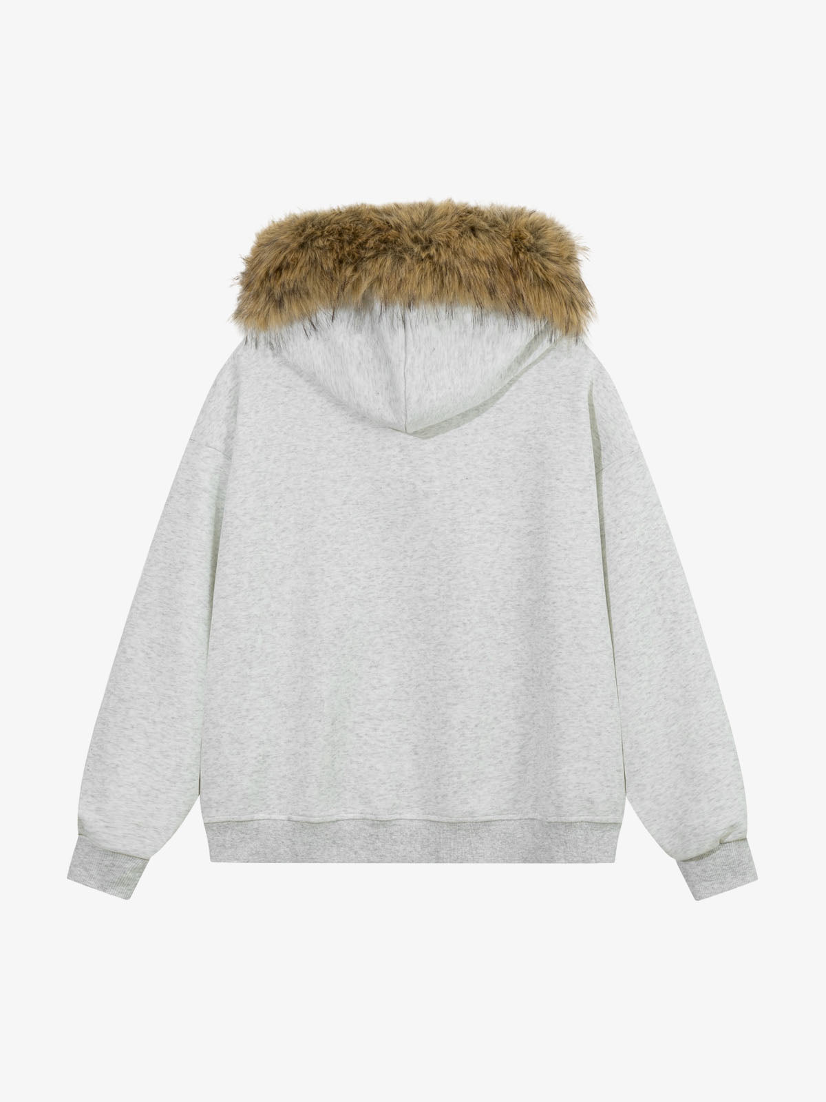 Metal Skeleton Fur Zip-Up Hoodie