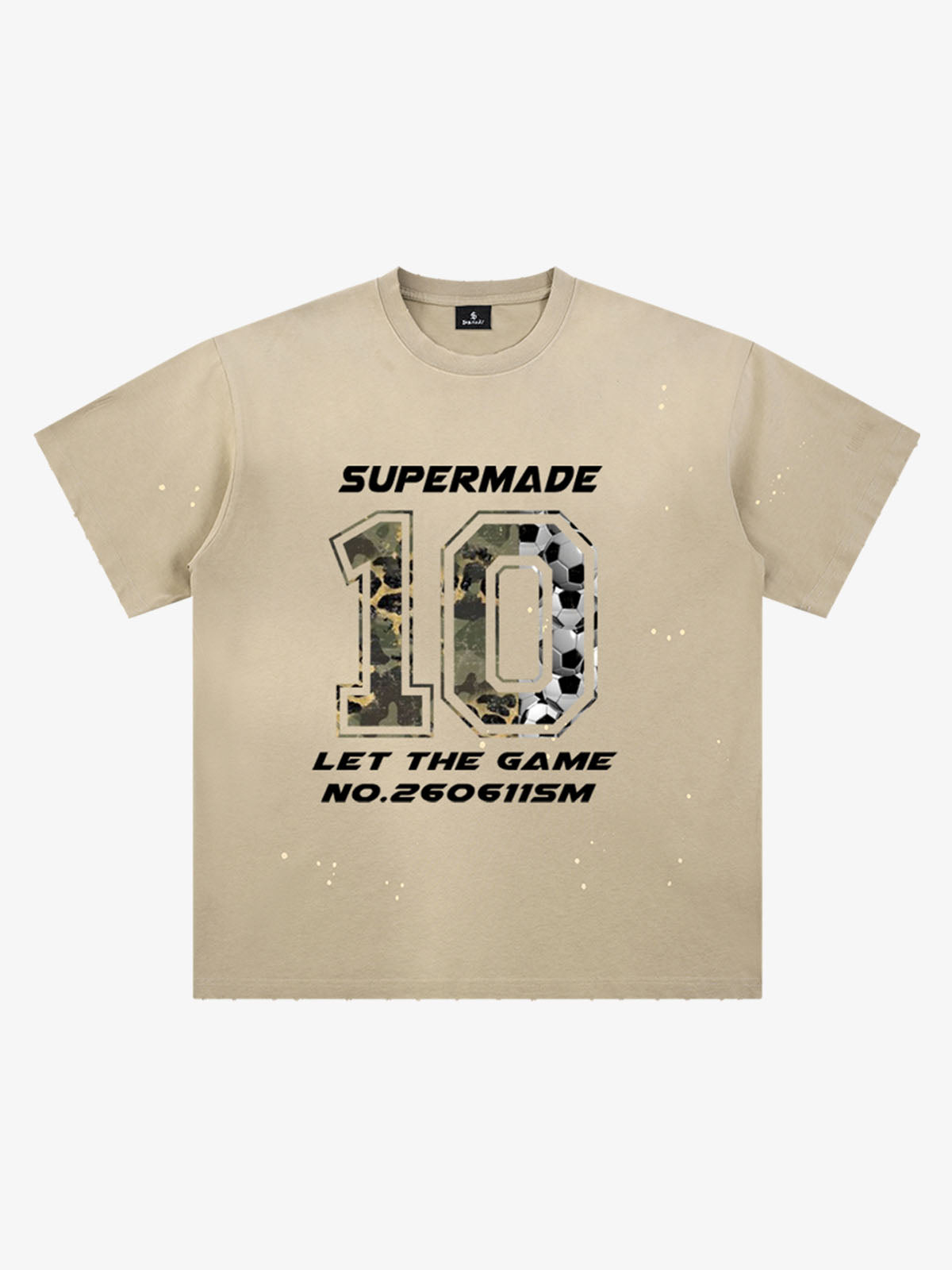 Cotton Supermade 10 Graphic T-Shirt with Camo and Soccer Ball Print for Casual Wear 