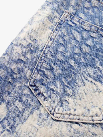 Cloud Texture Jacquard Effect Wide-Leg Jeans 