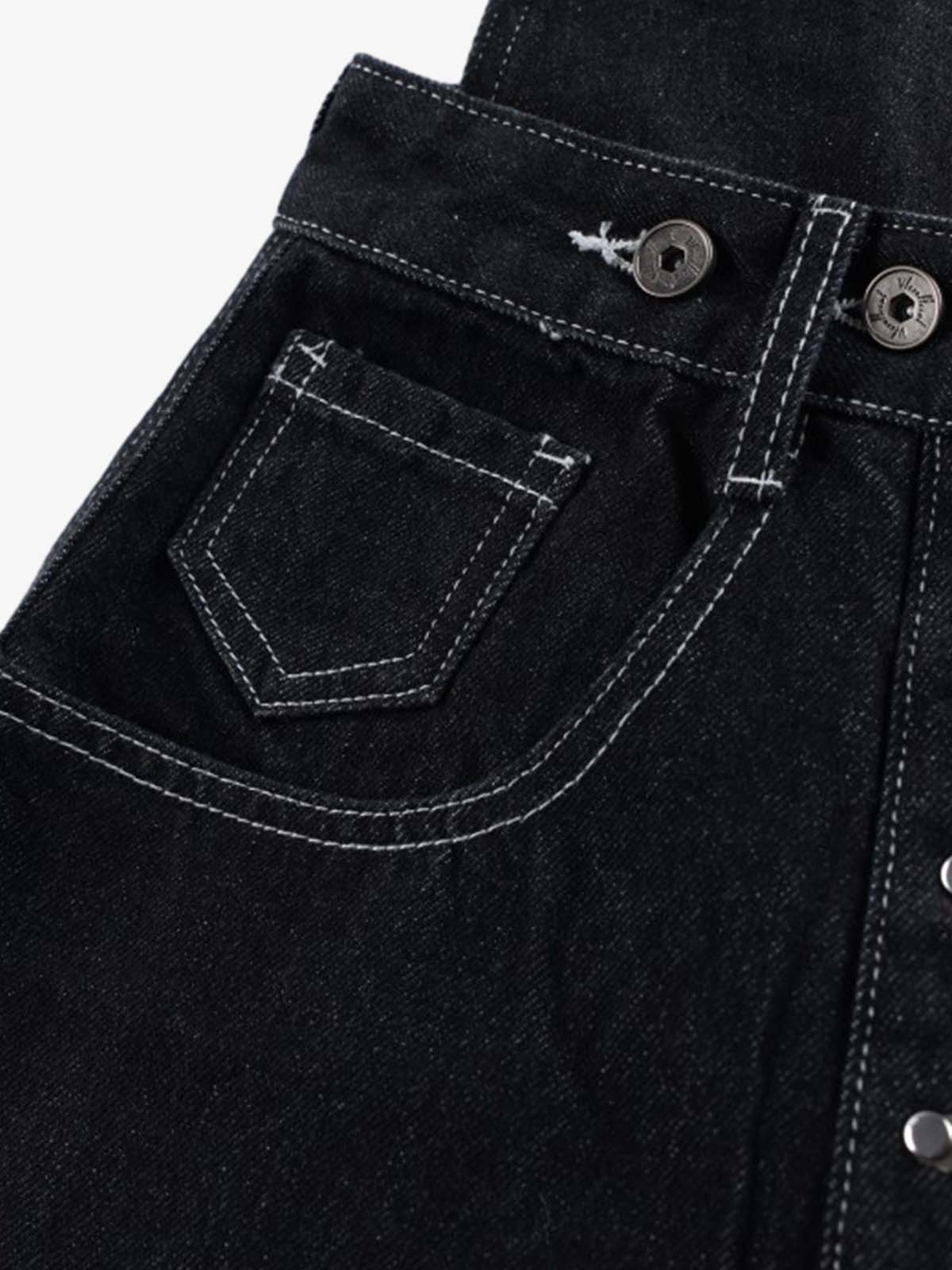 Detachable One-Shoulder Denim Overalls 