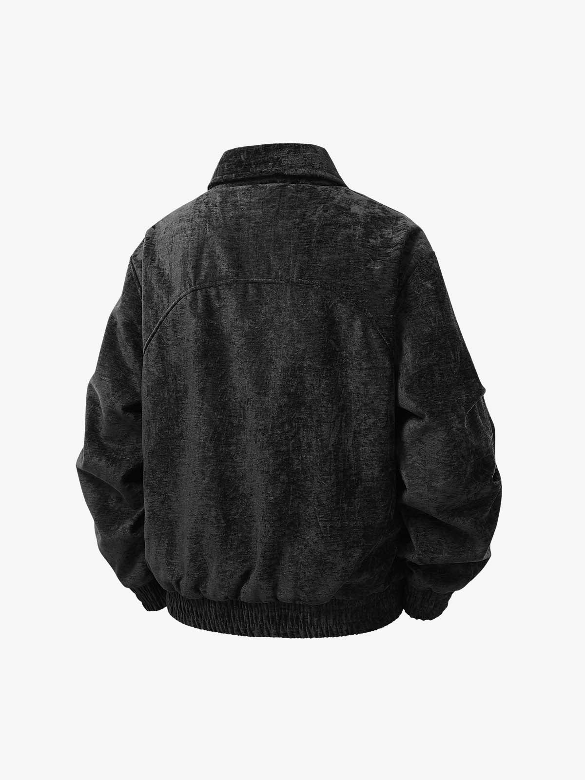 Stylish Velvet Bomber Jacket with Leather Collar for Men 