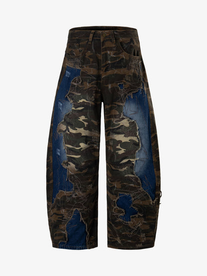 Camo Panel Embroidered Jeans