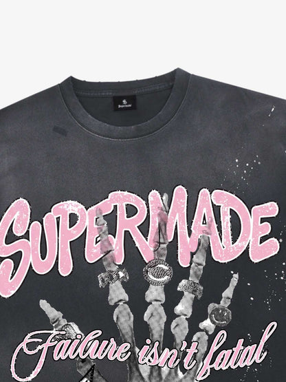 Graffiti Skull Graphic Paint Splatter Tee